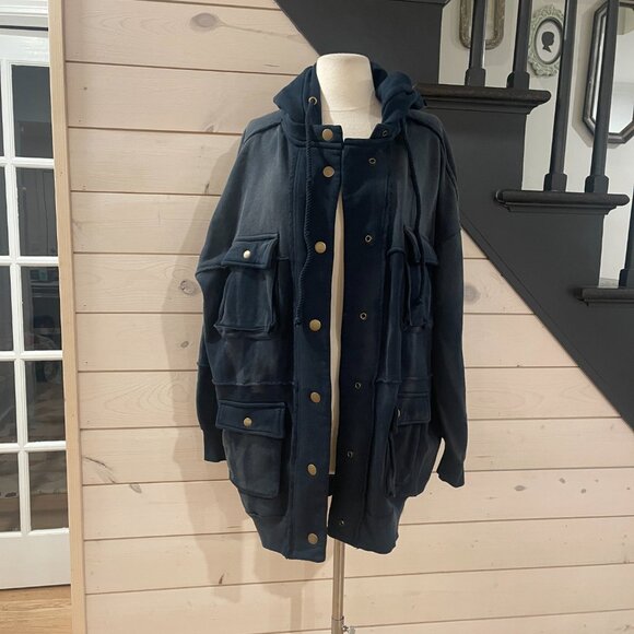 081 Free People We The Free You're A Star Hoodie NWT Navy Size Small - Picture 10 of 12